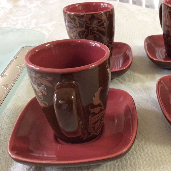 Espresso cups with square saucer (Set of 4) - Picture 3 of 6